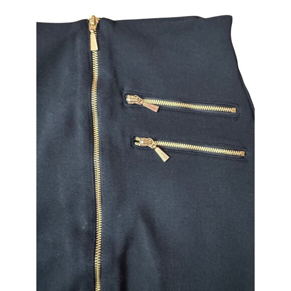 Sexy Black Pencil Skirt Size 6 Gold Zipper Details Punk‎ Rock Retro Eighties Y2K - Picture 2 of 6